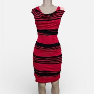 INC international concepts Elegant Red and Black Striped Dress